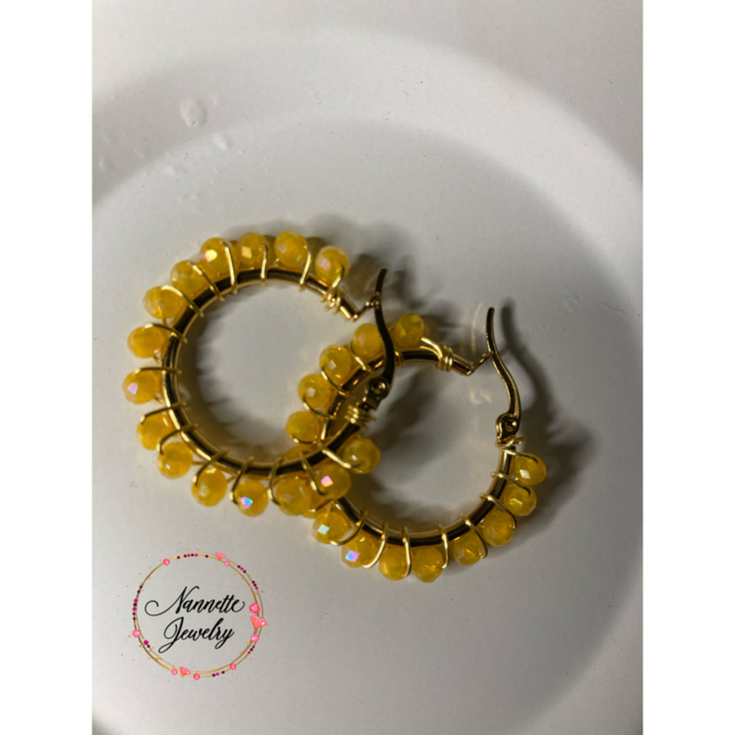 Argollas con alambrado en cristales amarillos!